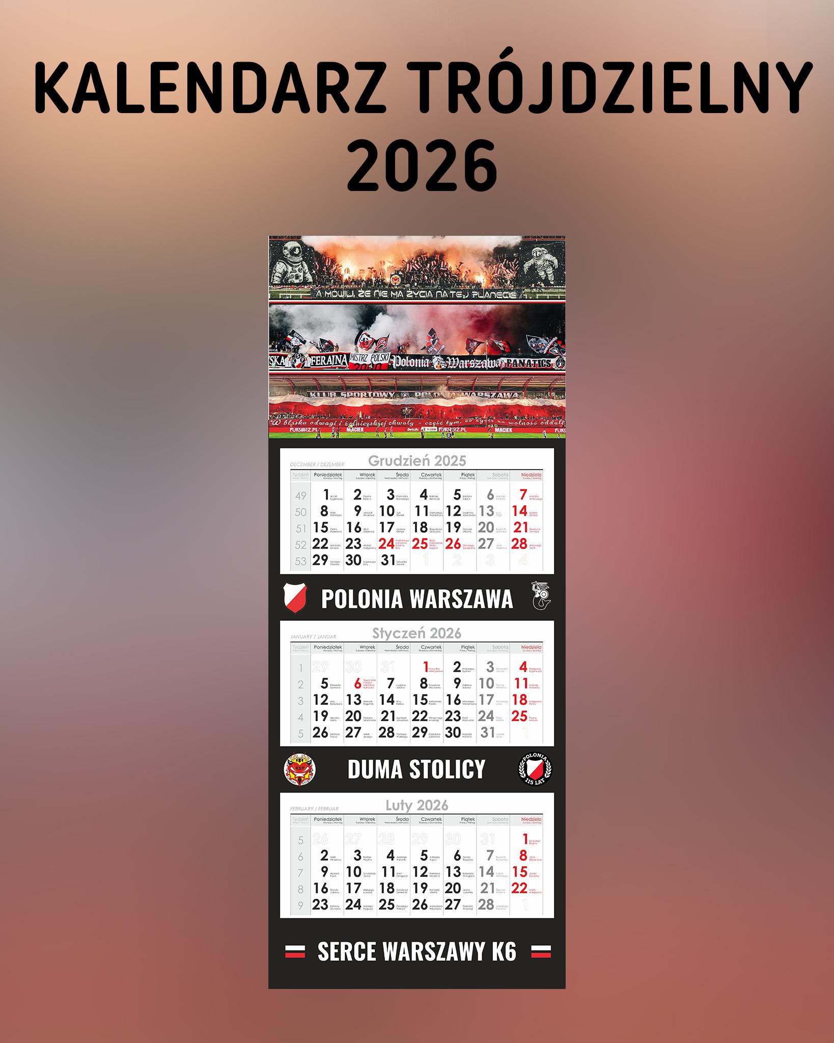 Kalendarz trójdzielny 2026